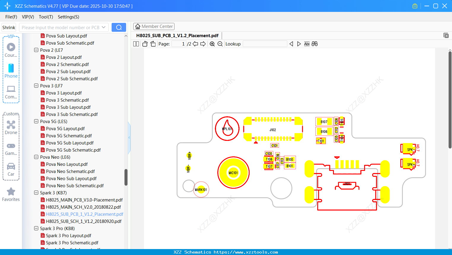 Tecno H8025_SUB_PCB_1_V1.2_Placement